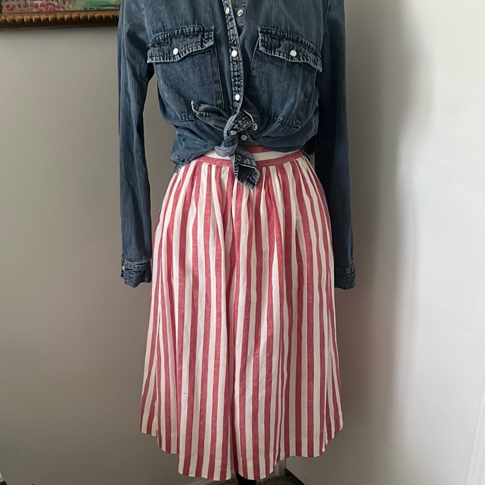 J.Crew Red and White Skirt